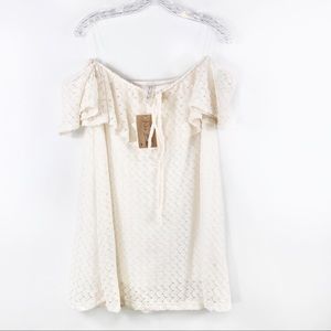 NWT Noa Elle off-shoulder crochet cream dress